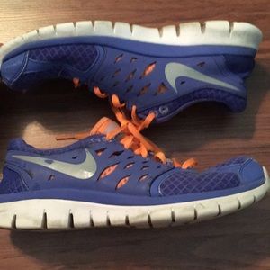 Nike flex sneakers blue and orange